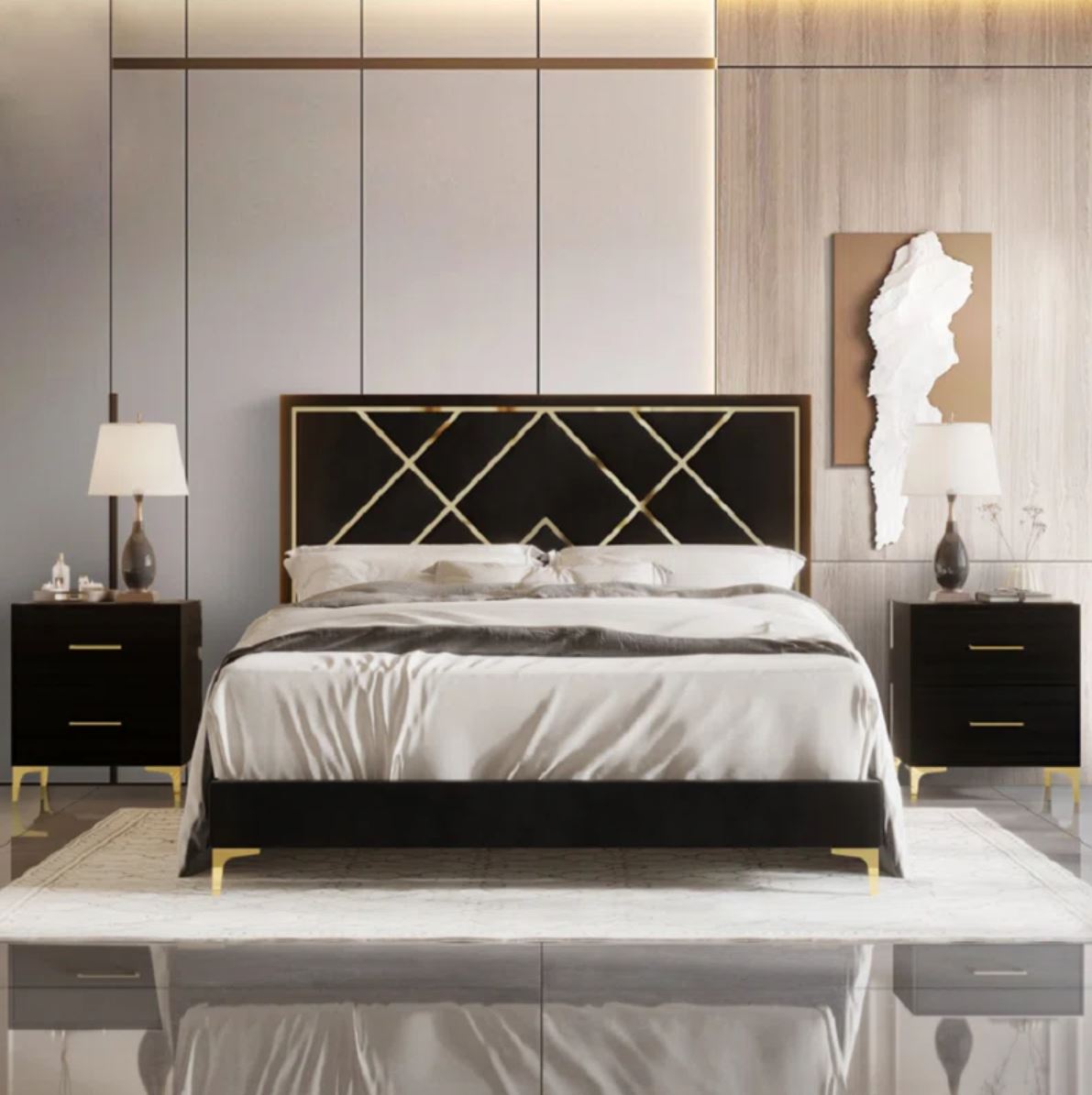 Luxurious Upholstered Fabric Bed, with 3-Year Warranty