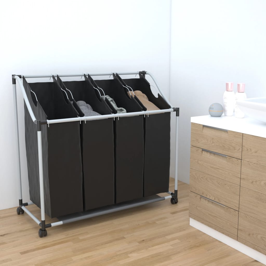 Laundry sorter with 4 bags grey