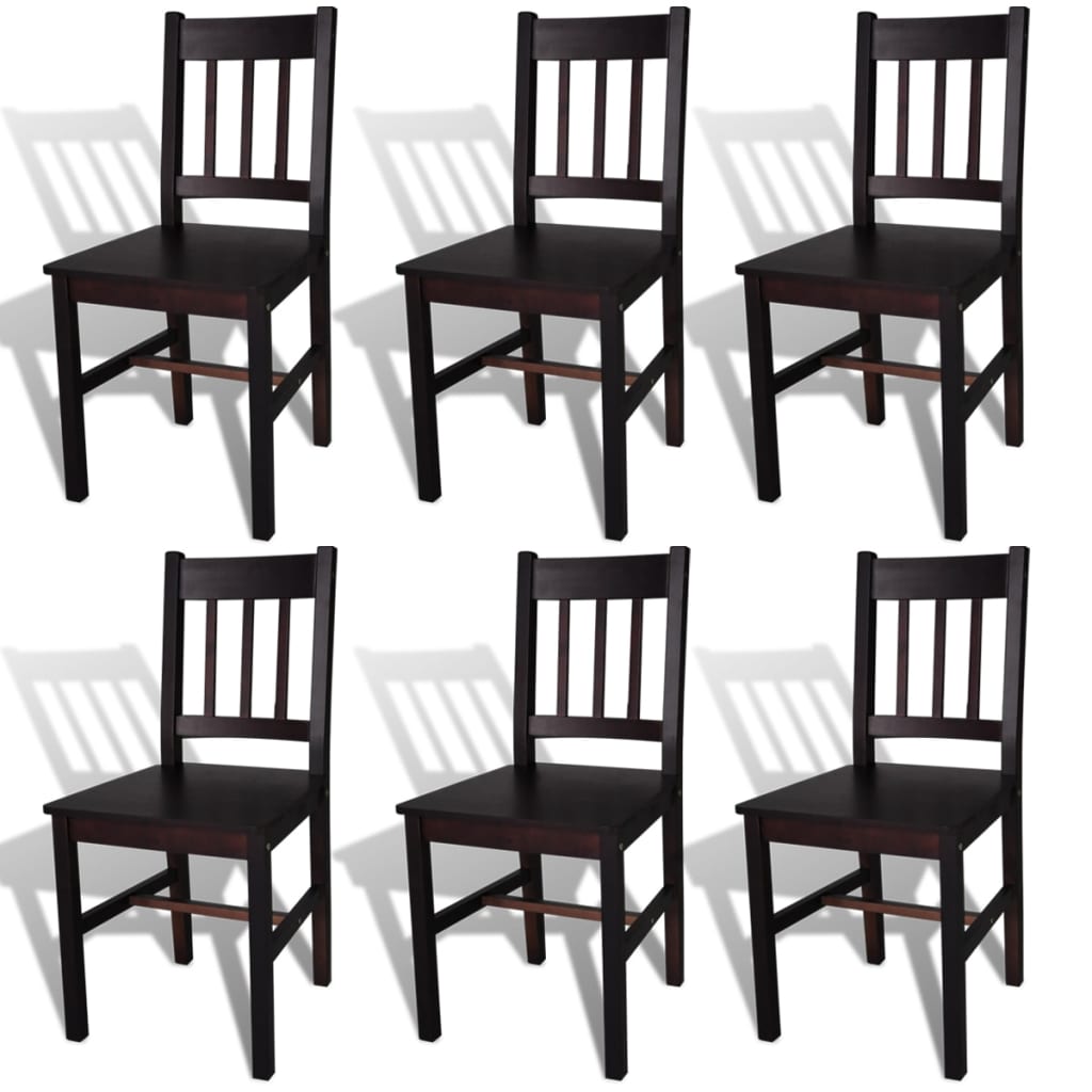 Dining Chairs 6 pcs Dark Pinewood