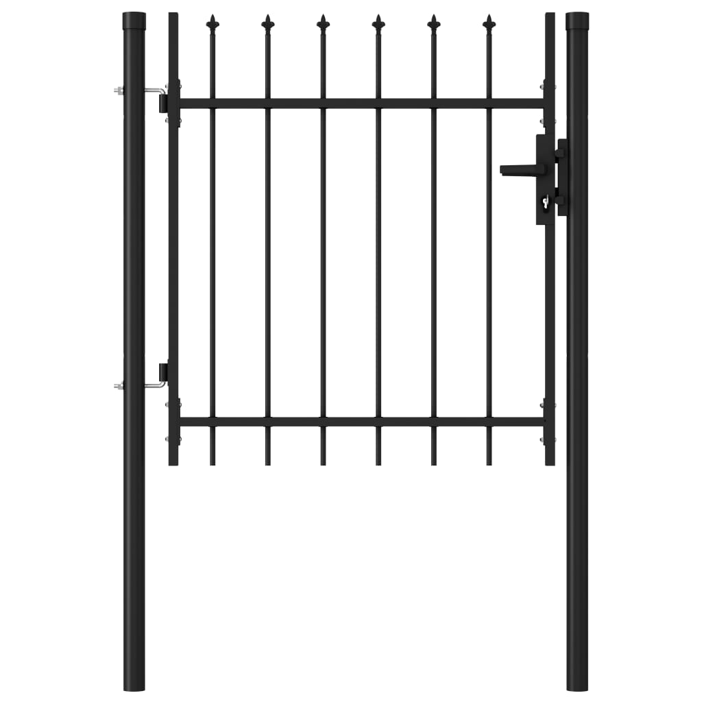 Fence Gate Single Door with Spike Top Steel 1x1 m