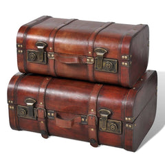 Wooden Treasure Chest 2 pcs Vintage