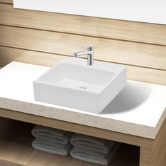 Ceramic Bathroom Sink Basin with Faucet Hole  Square