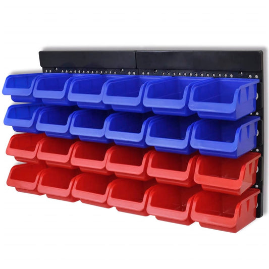 2 pcs  & Red Wall Mounted Garage Tool Organiser