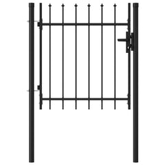 Fence Gate Single Door with Spike Top Steel 1x1 m